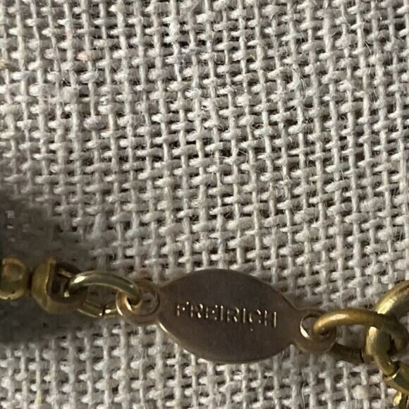 Vintage Freirich Beaded Necklace Gold Tone & Green Beads - Picture 4 of 5